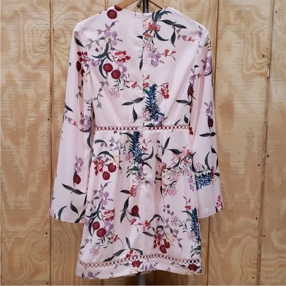 Size S women Keepsake The Label Pink Floral Embroidered Cut Out Dress date night - Picture 3 of 8